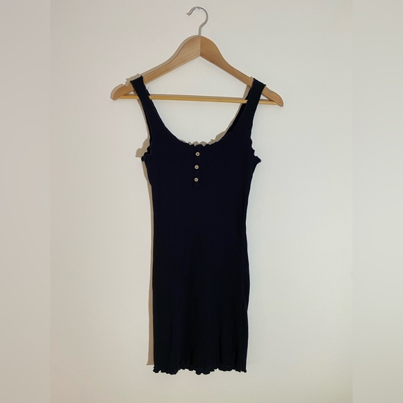 Ambiance Dresses & Skirts - Ambiance Black Ribbed Lettuce Hem Mini Dress Size Small